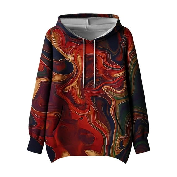 Floral Print Hoodies for Womens Drawstring Adjustable Pullover Sweater Blouses Light Warm Spring Outfits 2025 Pullover Fall Winter Clothes with Kangaroo Pocket