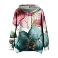 thumbnail image 1 of Floral Print Hoodies for Womens Drawstring Adjustable Pullover Sweater Blouses Light Warm Spring Outfits 2025 Pullover Fall Winter Clothes with Kangaroo Pocket, 1 of 4