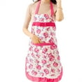 thumbnail image 1 of Floral Print Kitchen Apron with Adjustable Neck Strap and Front Pocket Ruffle Hem Design Suitable for Cooking Baking Cleaning, 1 of 2