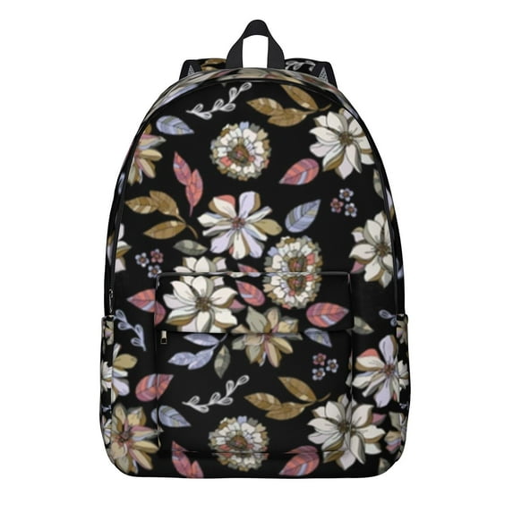 Floral Print Laptop Backpack for School College Teens Adults, Large Capacity Bookbag with Protective Sleeve, Durable Commuting Travel Backpack, Sunflower Flowers Design Unisex Gift Idea for Work