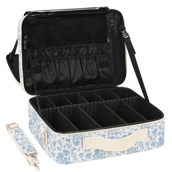 Floral Print Large Makeup Case Professional Travel Storage Organizer