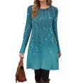 thumbnail image 1 of Floral Print Long Sleeve Dress V-Neck Tight Fitting Midi Bohemian Style Women's Straight Party Dress Elegant Office Work Dresses Turquoise 2XL, 1 of 5