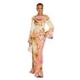 thumbnail image 1 of Floral Print Long-Sleeved Bell-Sleeve Evening Dress, 1 of 6