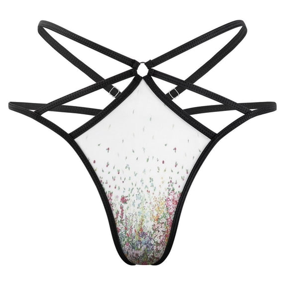 Floral Print Open Type Women's Panties Crotch Opening G-strings Thongs Lingeries Underwear