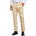 thumbnail image 1 of Floral Print Pants for Men's Flat Front Retro Paisley Flower Pattern Trousers 28 Khaki, 1 of 6