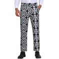 thumbnail image 1 of Floral Print Pants for Men's Flat Front Retro Paisley Flower Pattern Trousers 34 Black, 1 of 6