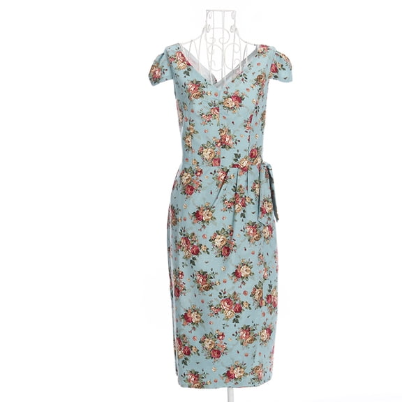 Floral Print Pencil Dresses 50's Elegant Vintage