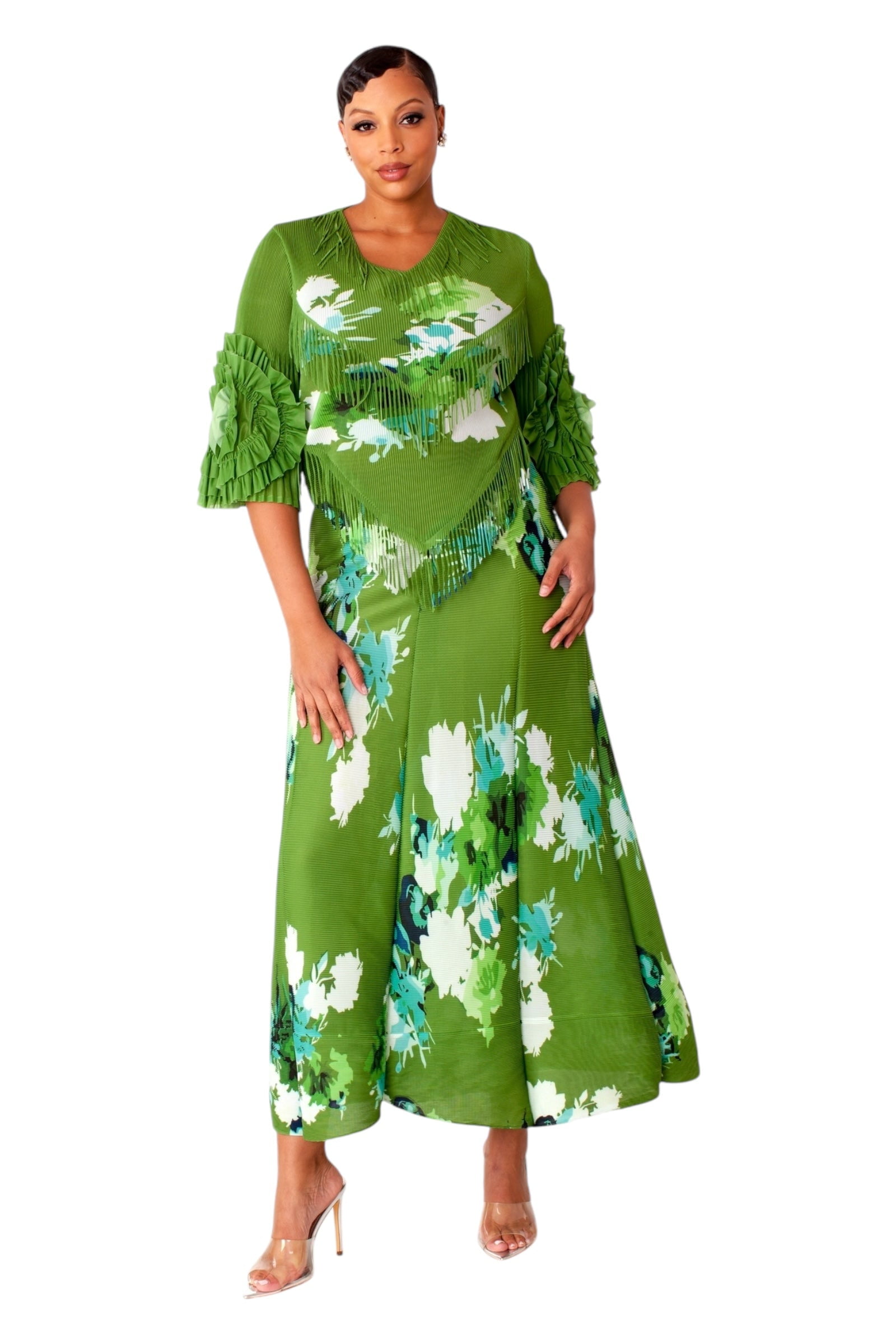 FOR HER NYC OFFICIAL Floral Print Pleated Midi Dress - 82678, Women's, Size: Small FOR HER NYC OFFICIAL Floral Print Pleated Midi Dress - 82678, Women's, Size: Small