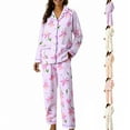 thumbnail image 1 of Floral Print Plus Size Pajama Set Loose Fit Cotton Blend Long Sleeve Two Piece Home Wear, 1 of 5