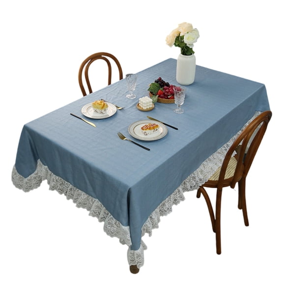 Floral Print Polyester Tablecloth Machine Washable Spill-Proof for Kitchen Dining Party Table Decoration