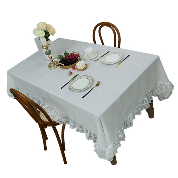 Floral Print Polyester Tablecloth Machine Washable Spill-Proof for Kitchen Dining Party Table Decoration