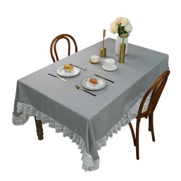 Floral Print Polyester Tablecloth Machine Washable Spill-Proof for Kitchen Dining Party Table Decoration