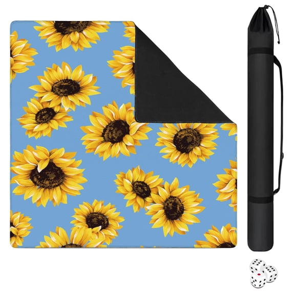 Floral Print Premium Rubber Table Cover 31.5x31.5 Inch Extra Large Mahjong Pad Noise Dampening Non-Slip Backing for Tile Play & Entertainment