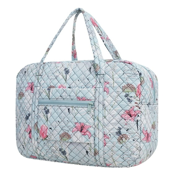 Quilted Tote Bag Travel Duffel Bags For Women Puffy Trolley Sleeve Tote Personal Item Bag For Spirit Airlines Multi pocket Carry on Weekender Bag