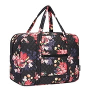 Quilted Travel Duffel Bag for Women Trolley Sleeve Tote Floral Print Personal Item Bag for Spirit Airlines Approved Underseat Carry on Weekender Gym Bag Mother 