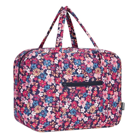 Trolley Sleeve Tote Quilted Travel Bag For Women Gym Duffel Bags for Christmas Floral Print Personal Item Bag Airlines Approved Underseat Carry on Bag