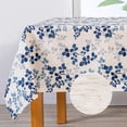 thumbnail image 1 of Floral Print Rectangle Tablecloth Waterproof Rectangular Table Cloth Linen Farmhouse Tablecloth for Kitchen Dining Spring Leaves Tablecloth for 8 Feet Table，60 x 120 Inches, Blue, 1 of 5