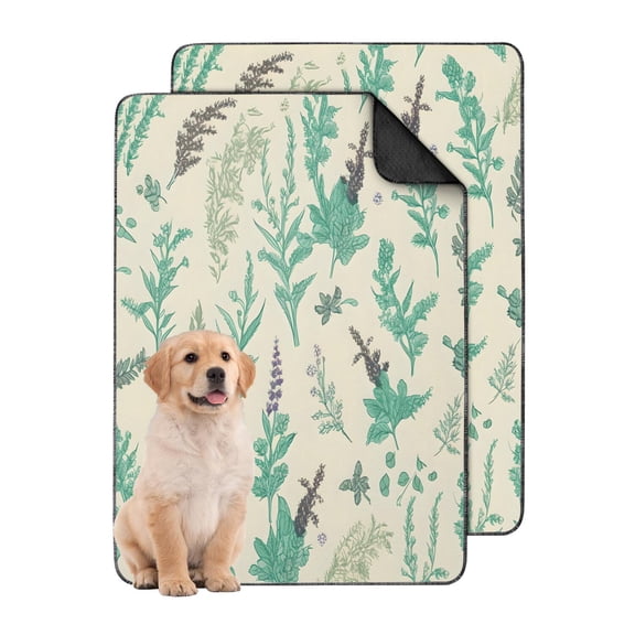 Floral Print Reusable Housebreaking Mats 2-Set, Medium 24x35 Inch Washable Puppy Pads, Highly Absorbent Dog Training Pad for Indoor Area Protection