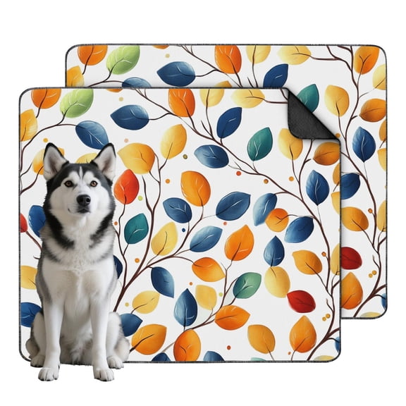 Floral Print Reusable Pet Pads 2-Set, Large 35x41 Inch Washable Puppy Training Mats, Highly Absorbent Dog Floor Mat for Indoor Protection