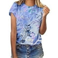 thumbnail image 1 of Floral Print Round Neck Short Sleeve T Shirt For Women Spring Summer Casual Top, 1 of 1
