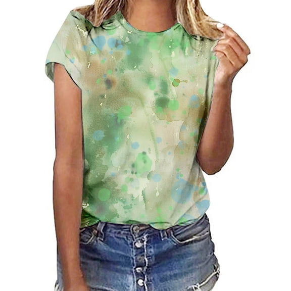 Floral Print Round Neck Short Sleeve T Shirt For Women Spring Summer Casual Top