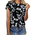 thumbnail image 1 of Floral Print Round Neck Short Sleeve T Shirt For Women Spring Summer Casual Top, 1 of 1