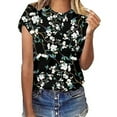 thumbnail image 1 of Floral Print Round Neck Short Sleeve T Shirt For Women Spring Summer Casual Top, 1 of 1