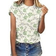 thumbnail image 1 of Floral Print Round Neck Short Sleeve T Shirt For Women Spring Summer Casual Top, 1 of 1