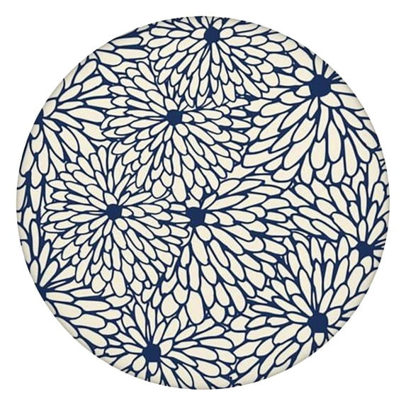 Floral Print Round Tablecloth with Elastic Edge, Great for Kitchen, Dining, or Picnic Table, Reusable Polyester Cover Fits 44-52 Inch Tabletop