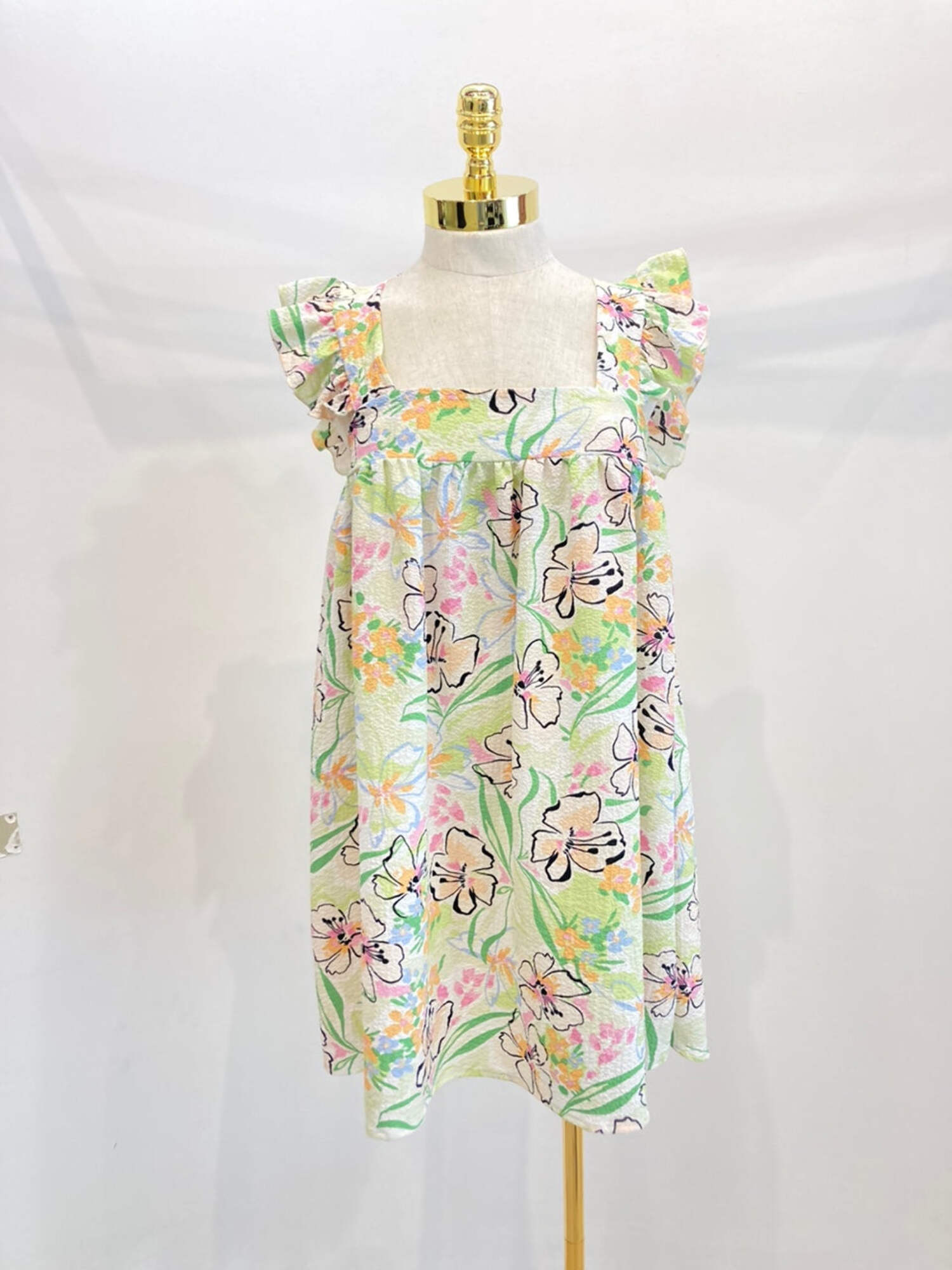 Floral Button-Front Babydoll Dress main image 1