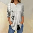 thumbnail image 1 of Floral Print Shirts Tops for Womens Henley Neck Tee Button Down Tunic Blouses 3/4 Sleeve Tunic Blouses Relaxed Fit Sweatshirt Spring Clothes 2025 Pullover Fall Winter Outfits, 1 of 5