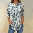 thumbnail image 1 of Floral Print Shirts Tops for Womens Henley Neck Tee Button Down Tunic Blouses 3/4 Sleeve Tunic Blouses Relaxed Fit Sweatshirt Spring Clothes 2025 Pullover Fall Winter Outfits, 1 of 5