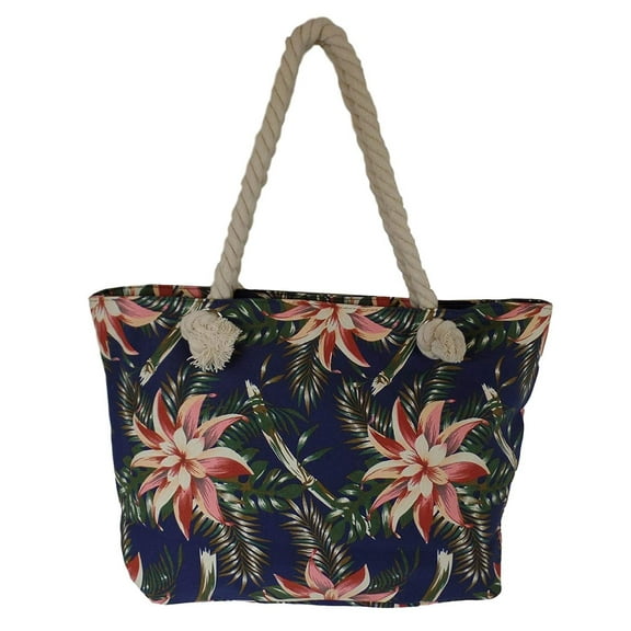 Floral Print Shopping Tote with Rope Handles
