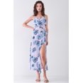 thumbnail image 1 of Floral Print Sleeveless Self-tie Wide Wrap Front Ruffle Hem Side Slit Detail Midi Dress M, 1 of 6