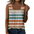 thumbnail image 1 of Floral Print Square Neck Sleeveless Tank Top for Women - Casual Summer Blouse Saffron 3XL, 1 of 4