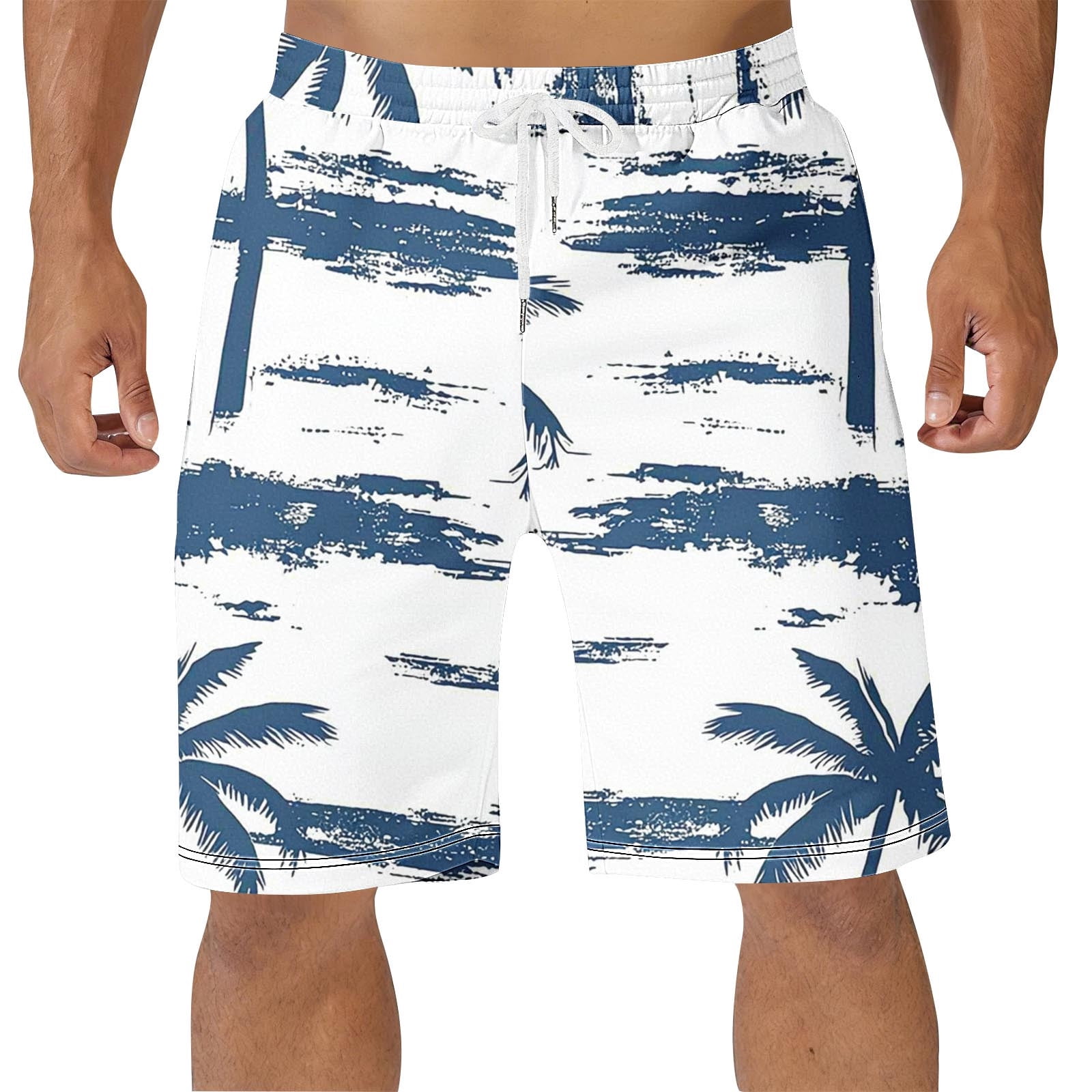 Floral Print Straight Leg Swim Shorts for Men Quick-Dry Board Shorts ...