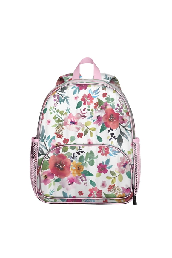 Floral Print Students Backpack - Vintage Botanical Garden Design with Colorful Tropical Flowers and Leaves, Lightweight and Durable for School Use
