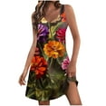 thumbnail image 1 of Floral Print Sundress for Women Sleeveless Spaghetti Strap Mini Dress Summer Casual Vacation Beach Dress, 1 of 4