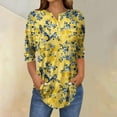 thumbnail image 1 of Floral Print Tees Shirts for Womens Henley Neck Tops 3/4 Sleeve Blouses Button Down Loose Fitted Tunics Tops Light Breathable Shirt Spring Outfits 2025 Pullover Fall Winter Clothes, 1 of 5