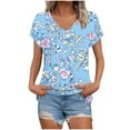 thumbnail image 1 of Floral Print Tops for Womens Short Sleeve T-Shirts V Neck Tee Shirts Basic Tee Loose Fit 2025 Fashion, 1 of 5