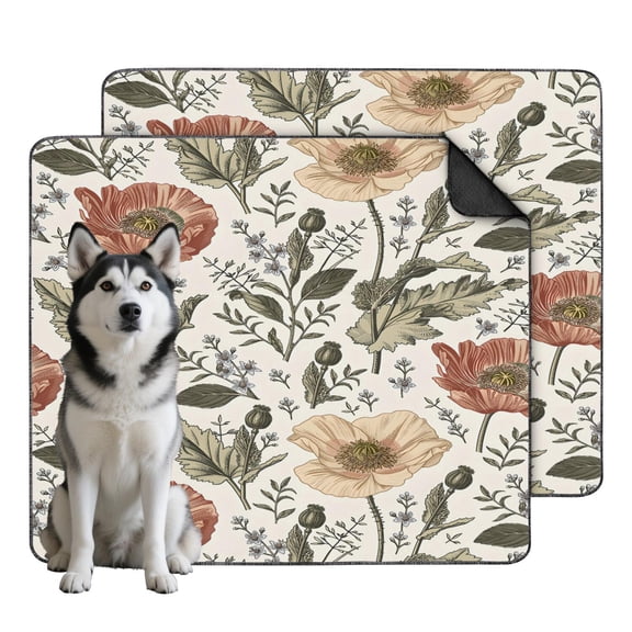 Floral Print Washable Puppy Pads 2-Pack, Reusable House Training Mats with Super Absorbent Core and Leak-Proof Backing, 35x41 Inch Pet Supplies