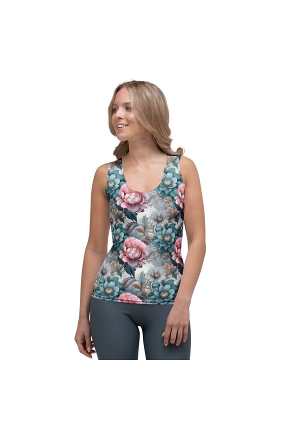 Floral Print Women Poly Span Tank Top 185
