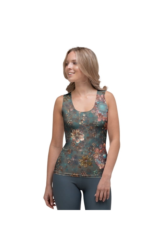 Floral Print Women Poly Span Tank Top 286
