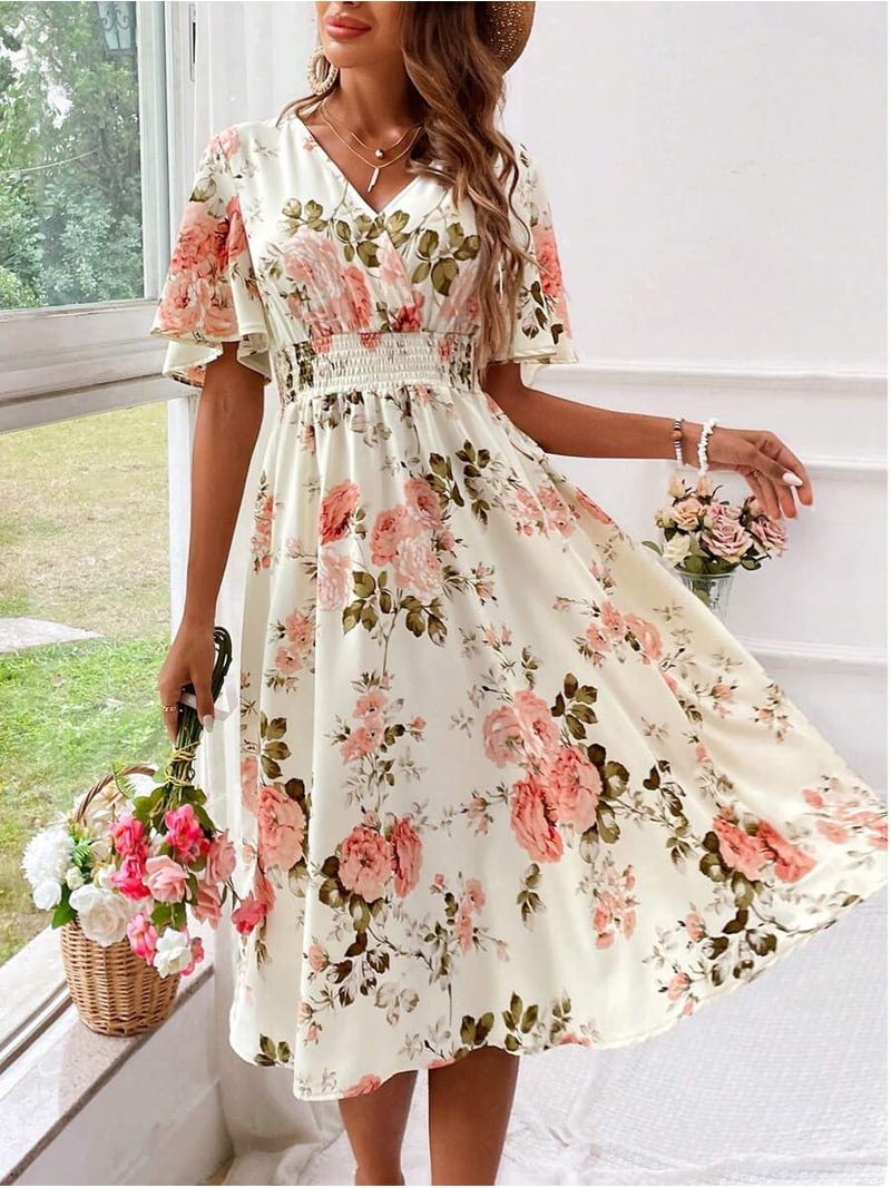 Floral Print Women's Spring Summer Dress