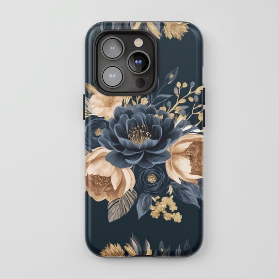 Floral Print for All iPhone Series Tough Phone Case Botanical Dark Floral