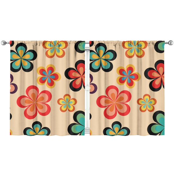 Floral Printed Curtains 52x63 Inch Rod Pocket Blackout Drapes 2 Panels for Bedroom and Soft Décor