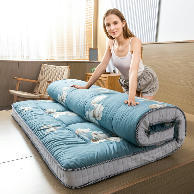 Floral Printed Futon Mattress, Padded Japanese Floor Mattress Quilted Bed  Mattress Topper, Extra Thick Folding Sleeping Pad Breathable Floor Lounger