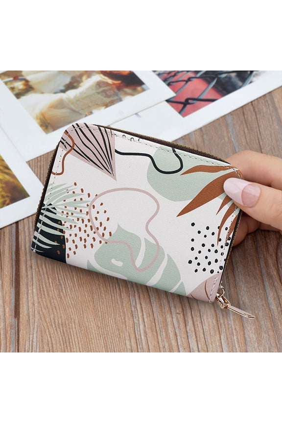 Floral Printed Organza Card Organizer Wallet – 11-Slot RFID ID Holder with Embroidery & Ring Pull Tab, Compact Travel Essentials for Women/Men (Spring 2025 Collection) E