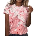 thumbnail image 1 of Floral Printed Plus Size Shirts for Women 2025 Casual Crew Neck T-shirt Cute Trendy Short Sleeve Tees for Teen Girls, 1 of 5