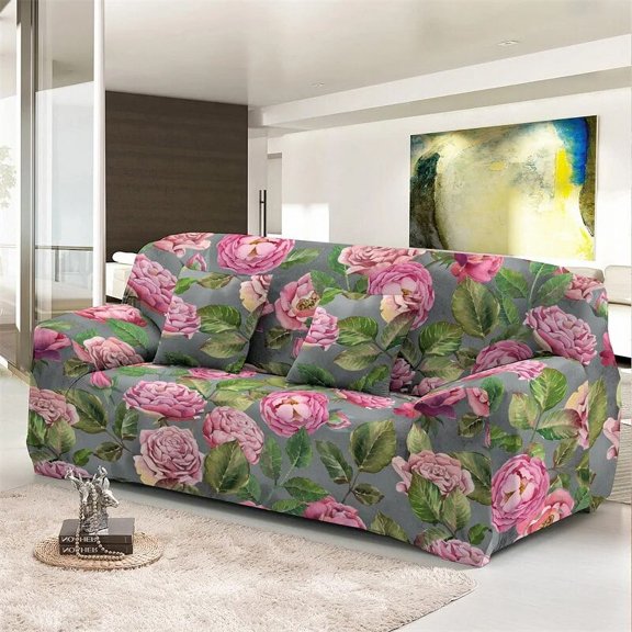 Floral Printed Slipcover Watercolor Flower Stretch Sofa Cover for Living Room Elastic Couch Chair Cover Home r 1/2/3/4 seat